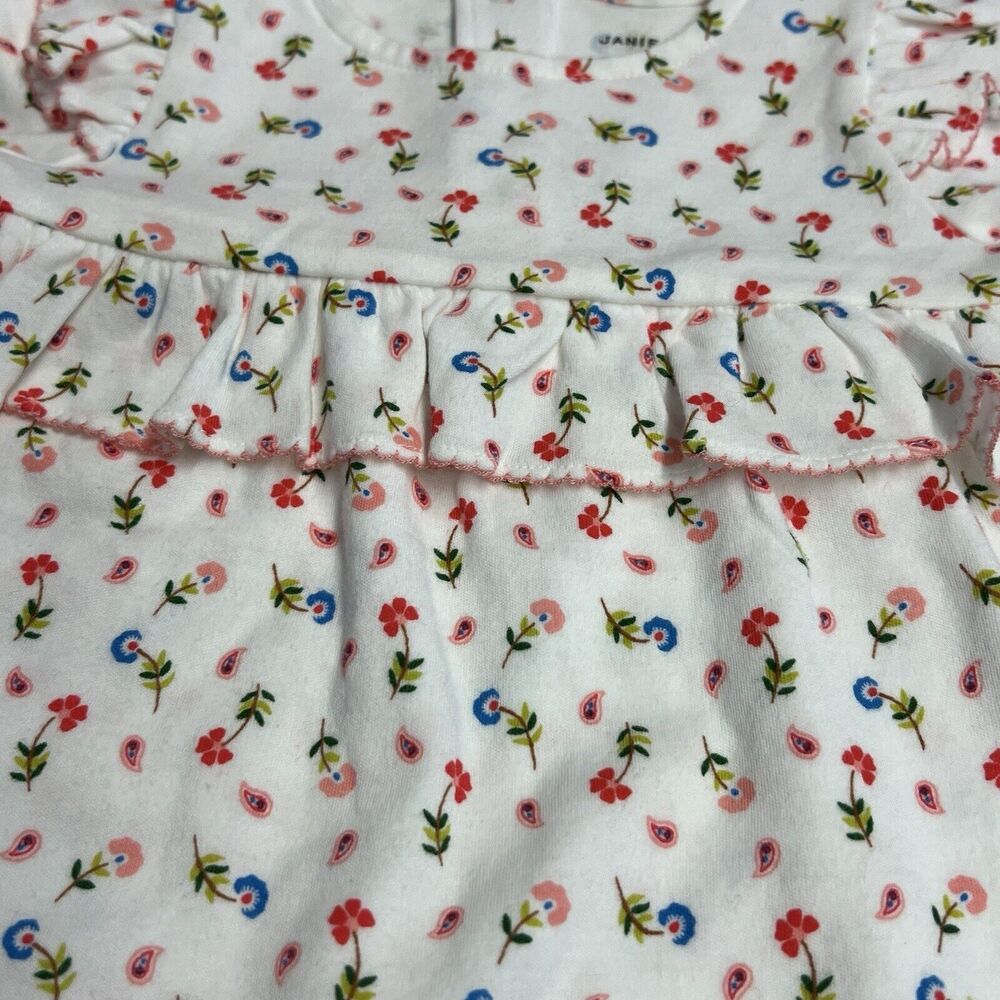 New Janie and Jack White Floral Print Ruffle One Piece - Picture 3 of 6
